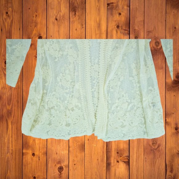 Sundance Divine Lace Kimono Open Front Cardigan Ivory Off-White Cream Size Small - Picture 3 of 9
